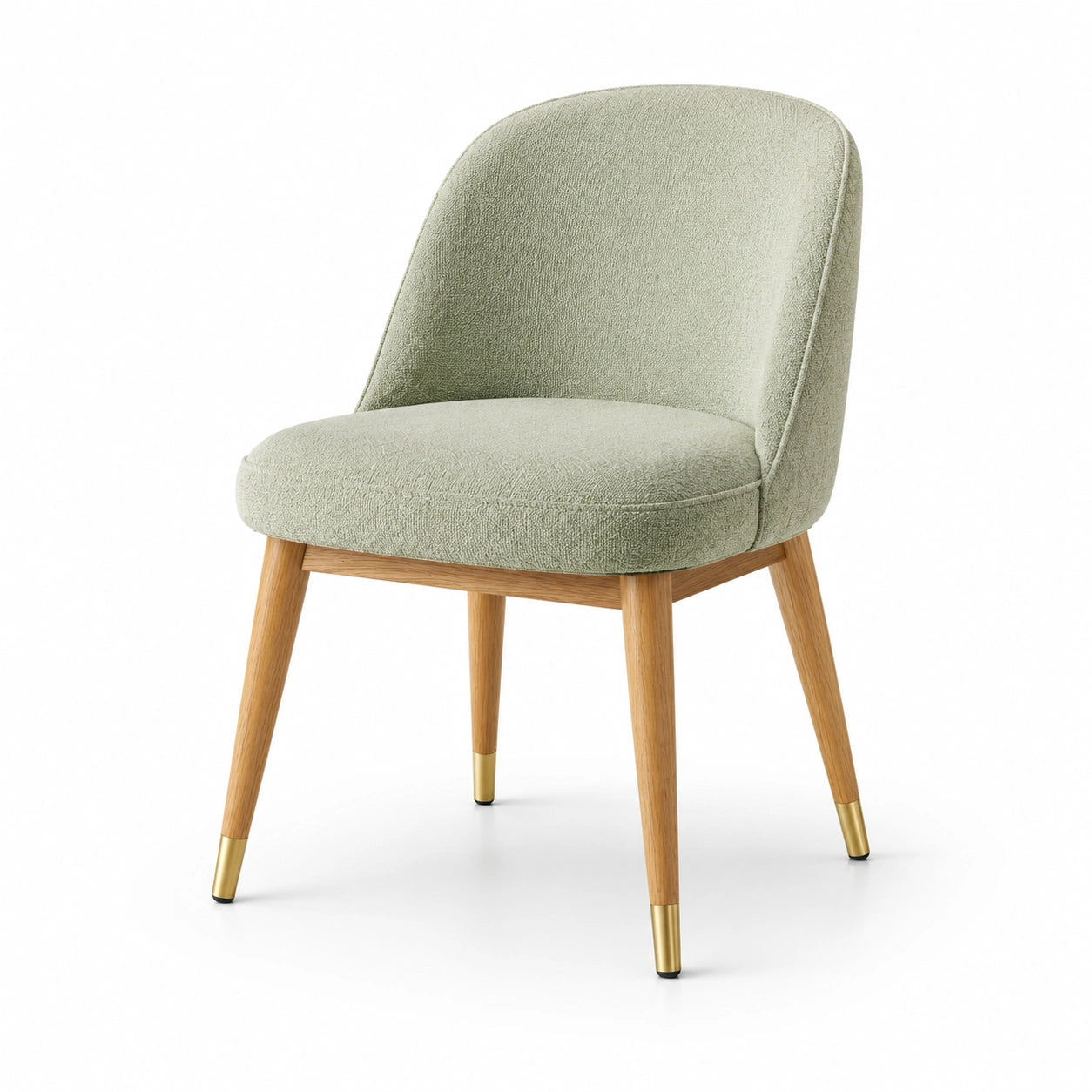 Chaise en bois de chêne et tissu polyester vert clair