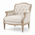 Fauteuil en bois de chêne et lin beige 75 cm x 80 cm x 70 cm