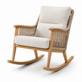Fauteuil à bascule en bois et corde avec coussins beiges
